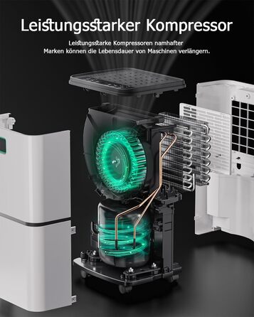 Електричний осушувач повітря 12л/24г з сенсорним керуванням, 3-кольоровим дисплеєм та таймером, для дому та швидкого сушіння білизни, ванної кімнати, підвалу, білий