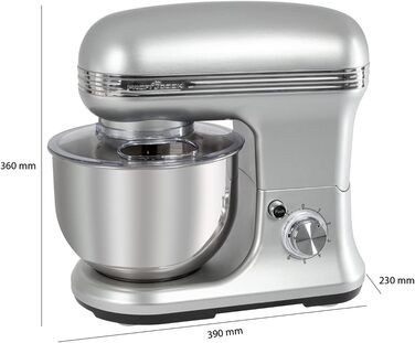 Міксер ProfiCook PC-KM 1222 W з чашею 5 л, вагами та спеціальним редуктором, 1200 Вт, 8 швидкостей, нержавіюча сталь
