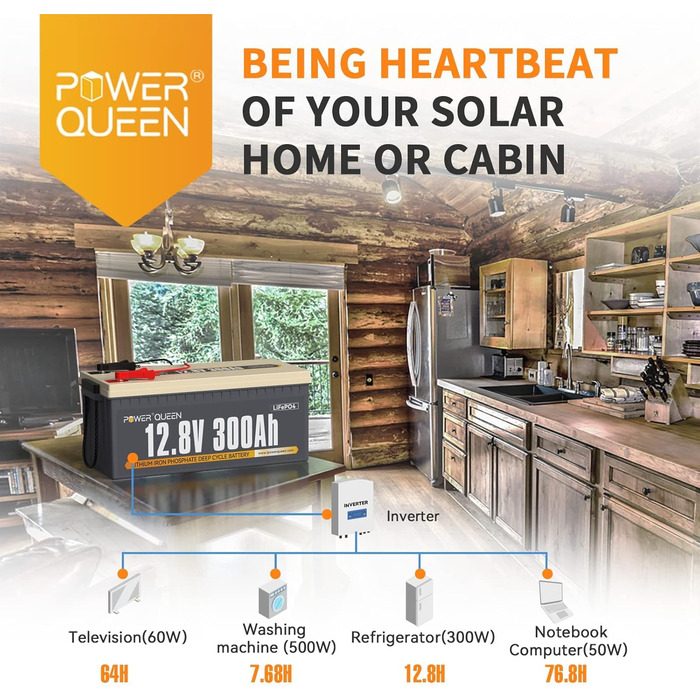 Акумуляторна батарея Power Queen 12,8 В 100 Ач LiFePO4, батарея 1280 Втгод зі 100 А BMS, 4000 циклів зарядки, ідеально підходить як джерело живлення для тягового тролінгового двигуна 30 70 фунтів, автофургонів, човна (12V300Ah)