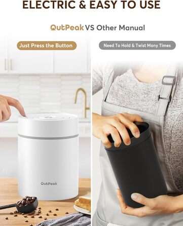 OUTPEAK Neo 2025 Kilo Auto-Vakuum-Канєстер для кави, 1,5 л, для 500 г кавових зерен, автоматичний, з нержавіючої сталі, для бариста, подарунок (великий, матовий чорний) (SW750)