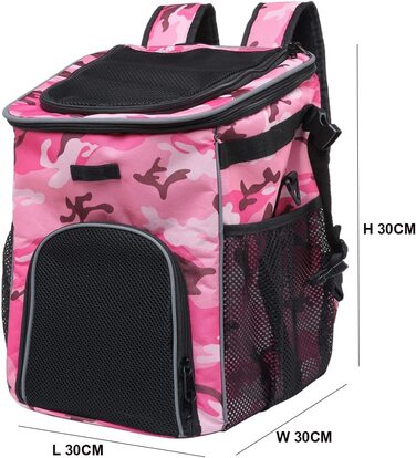 Велосипедна корзина для собак спереду, рюкзак для собак, рюкзак для кішок вагою до 5 кг для подорожей, походів, кемпінгу, велосипедна корзина для собак для маленьких, середніх цуценят і кішок (рожевий камуфляж)