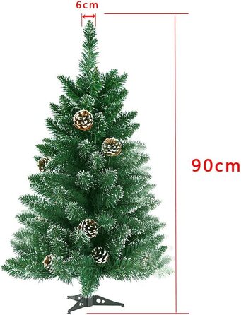 Штучна Різдвяна ялинка з соснової хвої (90 см, зелений ПВХ з ефектом снігу)