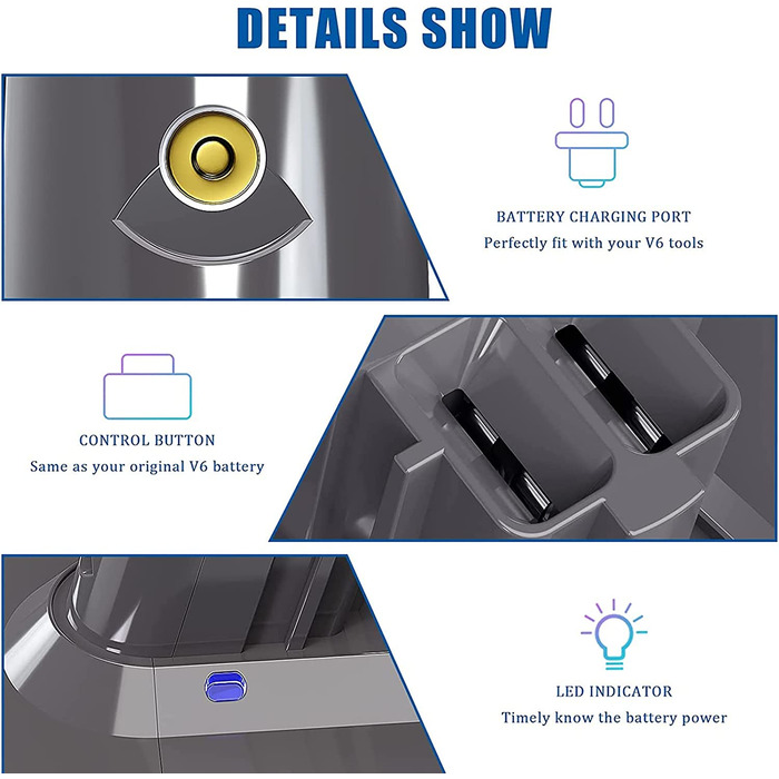 Змінна батарея V6 6.0Ah для пилососа Dyson DC58-DC74 Animal SV03-SV09