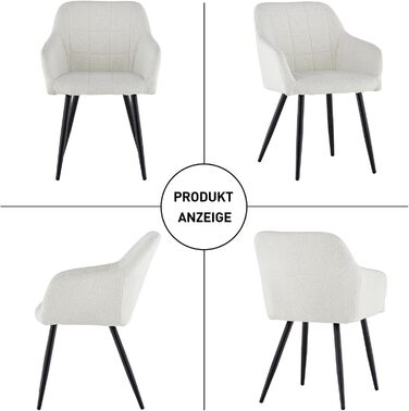 Крісла для їдальні CLIPOP з підлокітниками, штучна шкіра, для кухні, вітальні (набір 6 шт., Boucl&eacute; Небесно-білий)