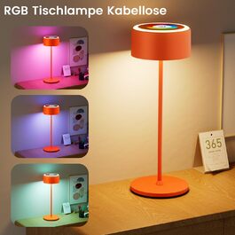 Бездротова LED-лампа TYEE на акумуляторі з регулюванням яскравості, 3000-6000K+RGB, USB-C, водонепроникна IP54, алюміній, для дому та вулиці (Оранжева)