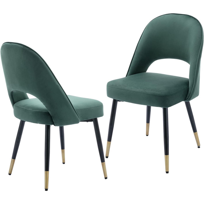 Набір з 2-х м'яких крісел з велюру для вітальні/кухні, сучасний дизайн, без підлокітників, металеві ніжки