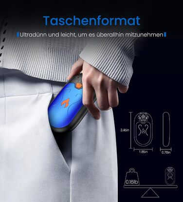 Електричні грілки для рук, 2 шт. з підзарядкою, 24 години тепла, 3 режими нагріву, портативні для жінок, чоловіків та пацієнтів з синдромом Рейно (блакитні)