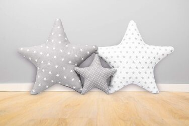 Набір подушок Amilian 3 x декоративна подушка у вигляді зоряної Хмари, декоративна подушка у вигляді зірочок для дитячої кімнати, дитяча декоративна подушка з начинкою для спальні, дивана, дитячого ліжечка для дівчаток і хлопчиків (сірий)