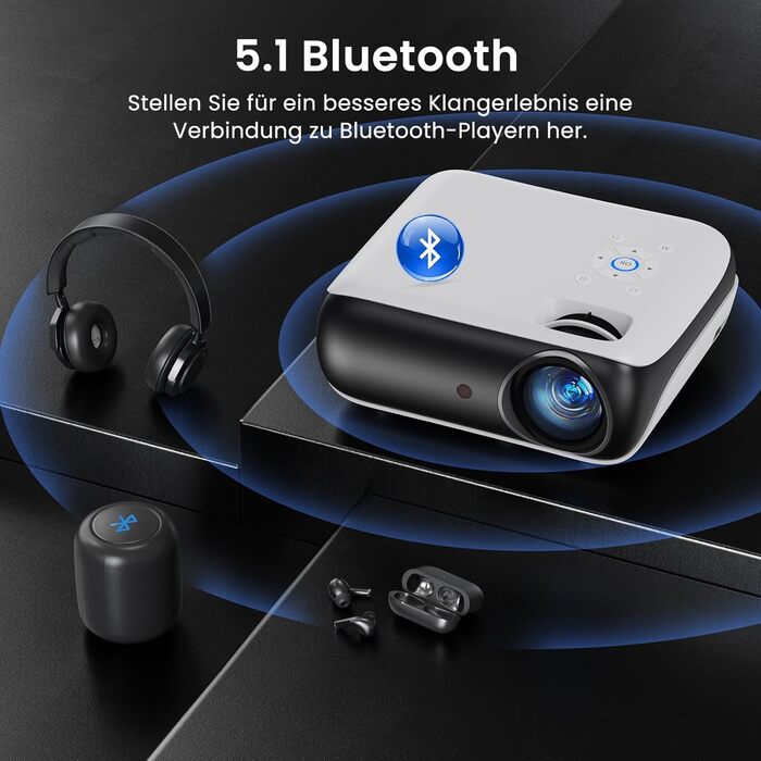 HOPVISION Міні проєктор 4K, 1080P Full HD, 13000 люменів. Підтримка Bluetooth, для Fire Stick/PS5/Smartphone/TV. Портативний проєктор для дому та на вулицю