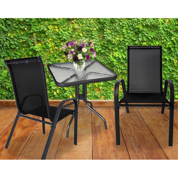 Комплект садових меблів Gotel, метал, чорний, 3 предмети