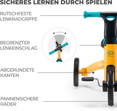 Триколісний велосипед Kinderkraft 4TRIKE 3 в 1: самокат-каталка-велосипед, жовтий, для дітей від 12 місяців до 5 років