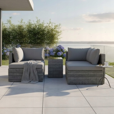 Комплект садових меблів MatMay із пластику, сірий, 4 предмети