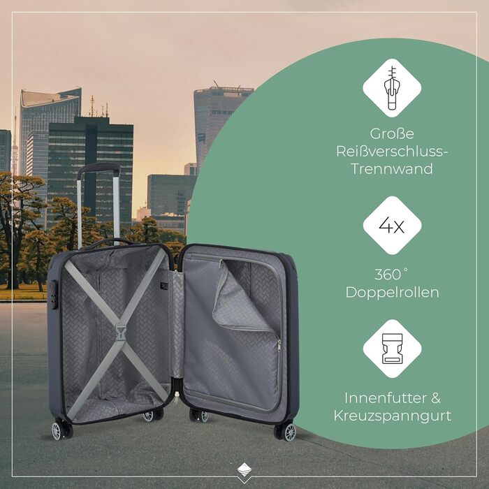 Набір валіз Travelite 3 шт. з жорстким корпусом (L/M/S), 4 колеса, City, валіза ручної поклажі S, валізи-ролери з антицарапинним покриттям, TSA замок + розширюваний клапан (окрім розміру S), Набір валіз-ролерів (L/M/S) Marine