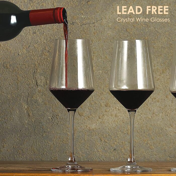 Набір келихів для вина PROST! 6 шт., 491 мл, з кришталевого скла без свинцю, для червоного та білого вина, 496 мл, підходить для миття в посудомийній машині