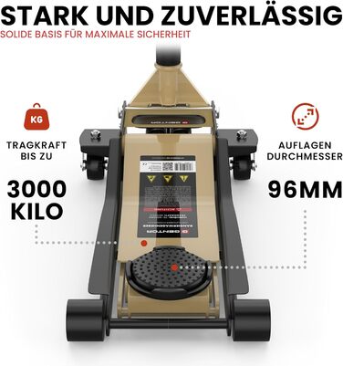 Гідравлічний домкрат 3T низькопрофільний 75-505мм з гумовими накладками для легкових авто та SUV – професійний, поворотний