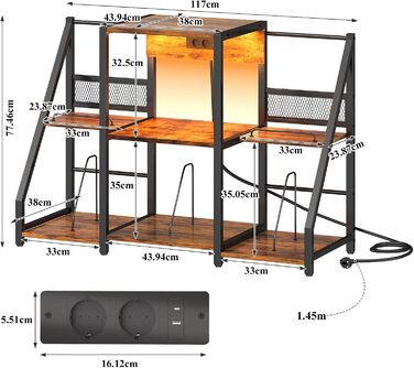 Підставка для програвача вінтаж велика з розеткою та LED-підсвіткою, тримач для платів, полиця для вінілу на 300 альбомів, для вітальні, спальні