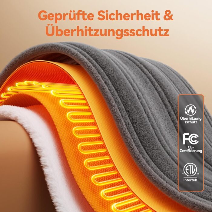 Електрична ковдра з автоматичним вимкненням та 9 зонами підігріву 200x180 см, таймер 1-9 годин з функцією пам'яті, швидкий нагрів та рівномірний розподіл тепла, двостороння фланель та овеча вовна