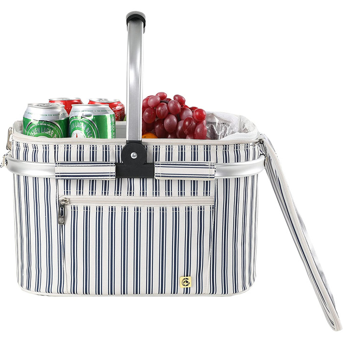 Продуктові кошики ALLCAMP велика ізольована кошик-холодильник сумка-холодильник сумка-холодильник сумка-холодильник сумка-холодильник сумка-холодильник Термо сумка-холодильник світло-сірий (22L синій і білий), 22L
