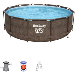 Комплект каркасного басейну Bestway Steel Pro Max, круглий, з фільтруючим насосом і безпечною драбиною 366 x 100 см
