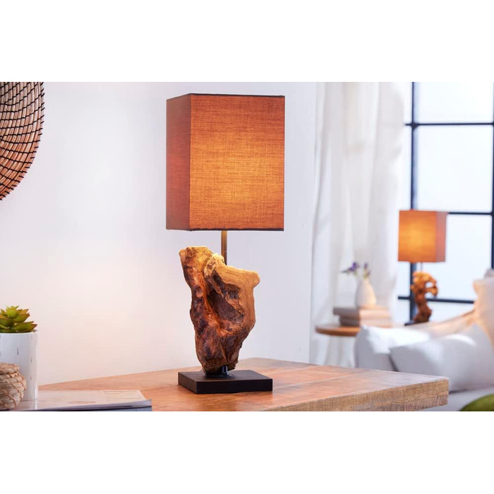 Лампа Driftwood Lamp HYPNOTIC Настільна лампа Унікальна з білизняним абажуром (коричневий)