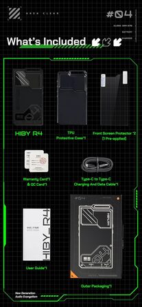 MP3-плеєр HiBy R4 Android з Bluetooth, Wi-Fi, 4DAC, підтримкою DSD, PCM, MQA, 4.4 мм баланс, 32 ГБ, чорний