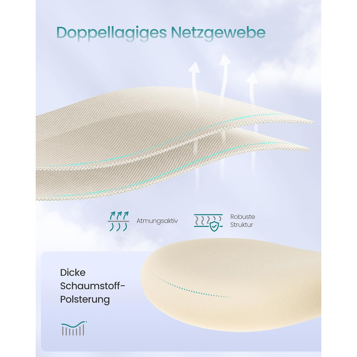 Офісний стіл SONGMICS, ергономічний комп'ютерний стілець з регульованою поперековою та підголовником, до 150 кг, регульована висота, OBN066GD01 (пісочний беж)