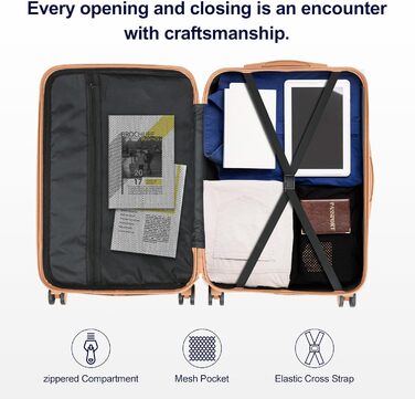 Набір валіз LEADZM 3 шт. з захистом кутів, жорсткий корпус ABS, телескопічна ручка, ручна поклажа (темно-синій/коричневий)