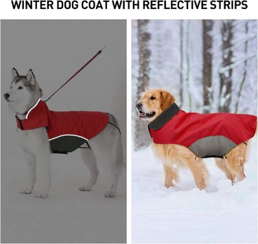 Куртка для собак Bwiv, зимова Червона водонепроникна куртка для собак, зимова куртка з отвором для повідця, для захисту живота, жилет для цуценят і домашніх тварин, куртка з флісу на липучці, легка, для середніх і великих собак, Червона, 3XL, 3XL, Червона