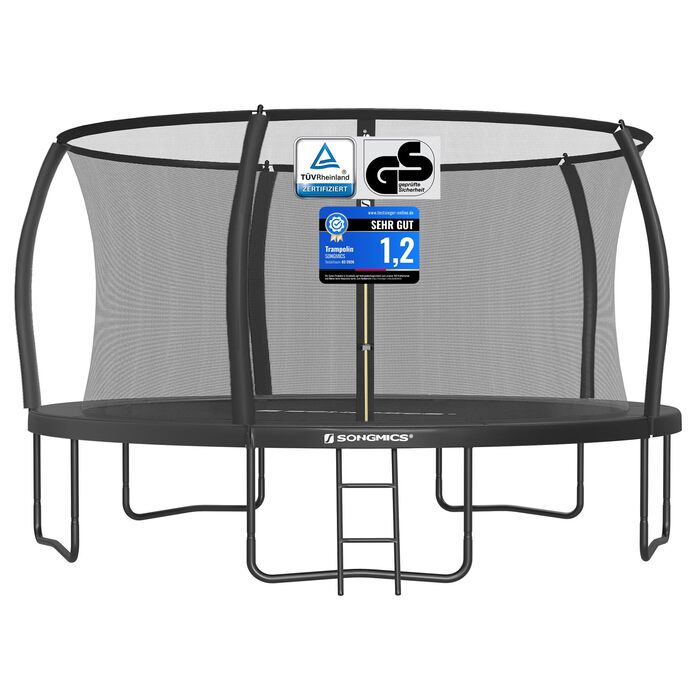 Батут SONGMICS вуличний Ø427 см з захисною сіткою, драбиною та м'якими стійками, чорний