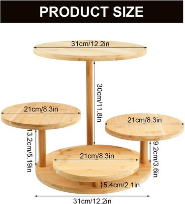 Багатоярусний стійка для тортів та капкейків з дерева, 4 яруси, Ø 30/32 см, для вечірок, днів народжень, святкового декору