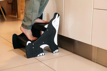 Дитячий триступеневий табурет для ванної кімнати Wild Kids Modern, з дерева, за дизайном Монтессорі (чорний)