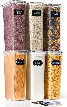 Набір контейнерів для зберігання GoMaihe 12 шт: повітряно-щільні, 800 мл, з етикетками. Підходять для круп, цукру, спецій. Без BPA, можна мити в посудомийній машині. Чорний колір, об'єм 2.8л (6 шт).
