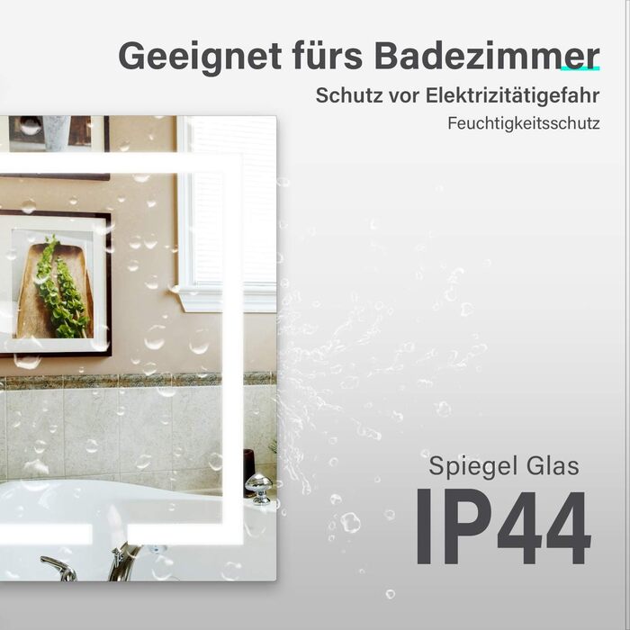 Дзеркало для ванної кімнати SONNI з підсвічуванням 80x60 см, IP44, холодне біле світло