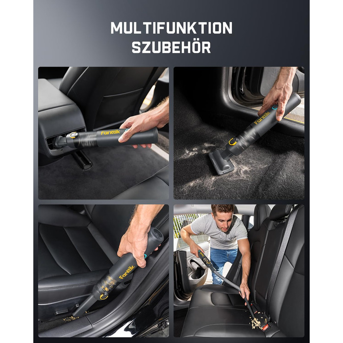 Акумуляторний автомобільний пилотяг Fanttik Slim V8 APEX, портативний ручний міні-пилотяг 4-в-1 RobustClean™, потужність 19000 Па/45 AW, 2 режими всмоктування, для авто, офісу та клавіатур (Сірий)
