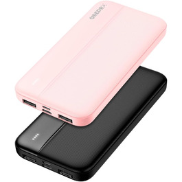 Набір з 2 шт. , компактний з входами Type-C/Micro та 2 виходами USB/USB-C, BLACK-ROSE, 10000mAh