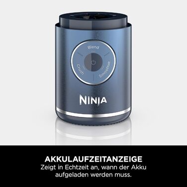 Портативний блендер Ninja Blast Max - 570 мл, акумуляторний, з чашею та кришкою, 3 функції, для смузі та протеїнових коктейлів (Marineblau)