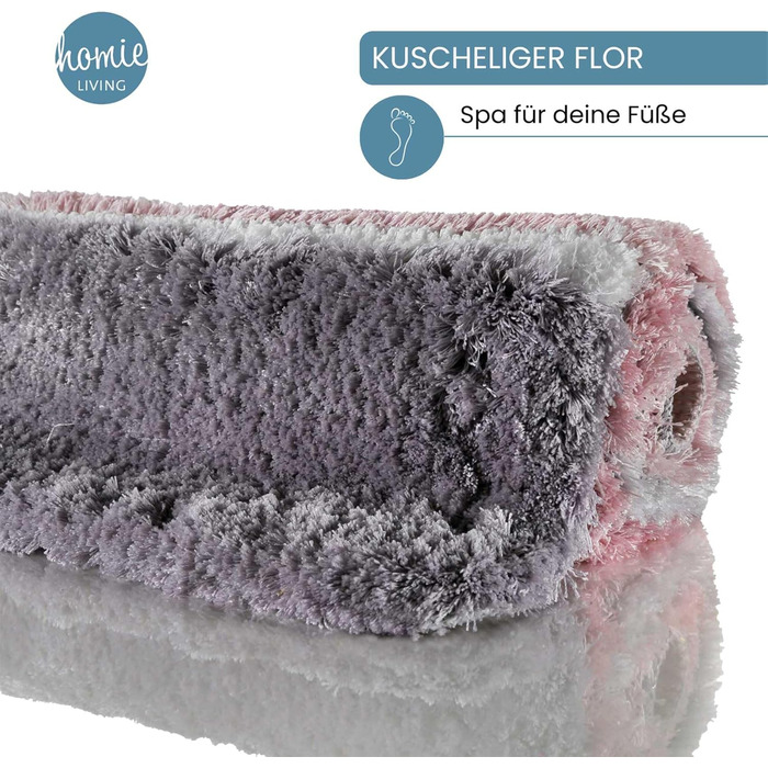 Килимок для ванної кімнати з м'якого флюсу, антиковзаючий, пральний, Rio Marina (70 x 120 см, Рожево-сірий-сріблястий)