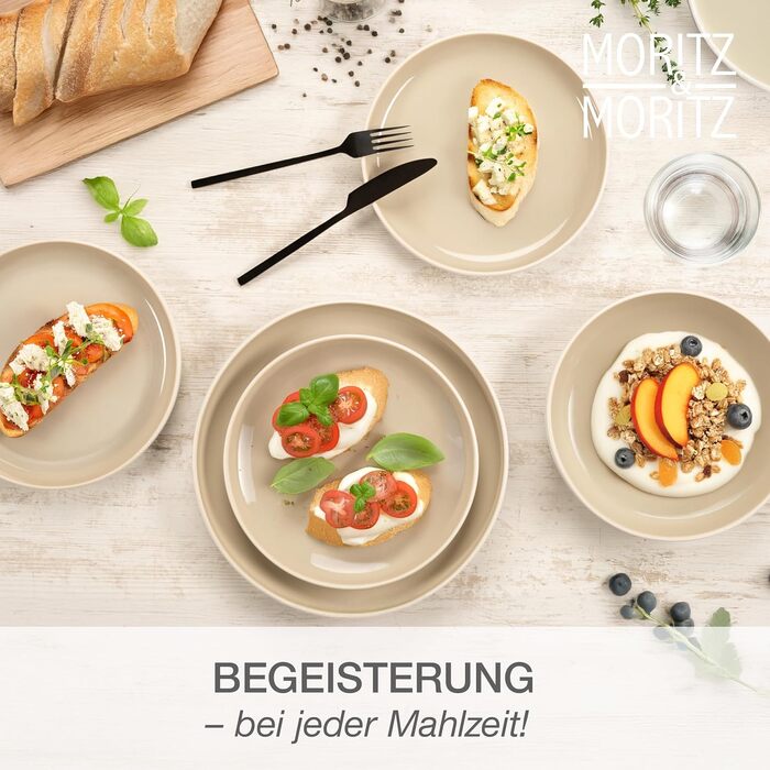 Набір посуду Moritz & Moritz Cavo Steingut для 6 осіб (18 предметів) - сучасний сервіз, колір піску, легко миється. Включає тарілки та миски. Також підходить для кави.