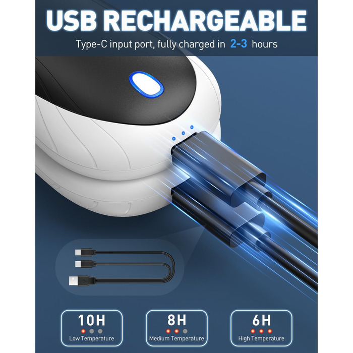 Електричні грілки для рук Cnkeeo 2 шт. з роздільним магнітним з'єднанням, Powerbank USB, 3 режими нагріву, для спорту, риболовлі, полювання, чорно-білі