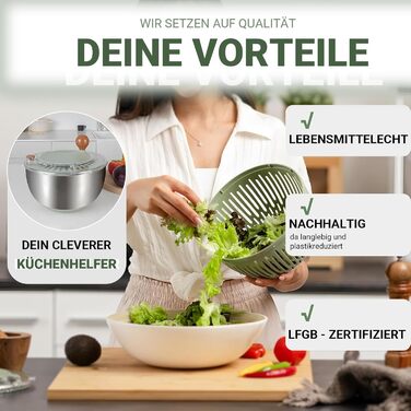 Салатниця-швидкоосушувач, 5 літрів, пластик, BPA-free