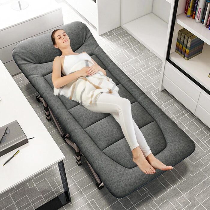 Розкладне кемпінгове ліжко CALIYO, польове ліжко для гостей до 200 кг, 190 x 68 x 40 см, з сумкою для зберігання, чорне