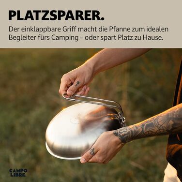 Набір кухонного посуду Campo Libre Enzo I з нержавіючої сталі для кемпінгу | Індукційний посуд для відпочинку на природі | Набір каструль та сковороди для кемпінгу | 6 предметів або (сковорода з покриттям - 24см)