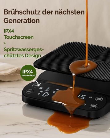 Ваги для кави Maestri House S3 з таймером, 3 кг/0,1 г, перезаряджувані, цифрові, для еспресо, з 3 режимами заварювання, регульованими співвідношеннями та індикатором потоку, для Pour Over, French Press – чорні