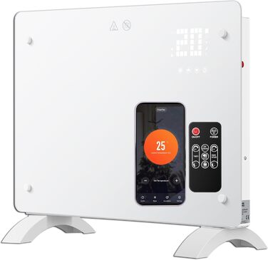 Конвектор DONYER POWER 2500W з Wi-Fi, 24h таймер, керування від пульта, скло, настінний/підлоговий