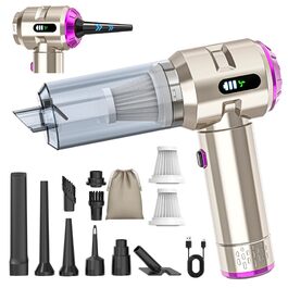 Акумуляторний ручний пилосос Piwaal 4-в-1, безщітковий мотор 22000Па, з повітродувкою 220000 об/хв, для авто, дому, офісу та комп'ютера, сріблястий