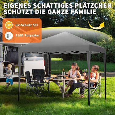 Павільйон 3x3 з 4 стінками, розкладний, стабільний, з сумкою для перенесення, зимостійкий, захист від сонця UV 50+, регульована висота, для вечірок, саду, відпочинку на природі, сірий