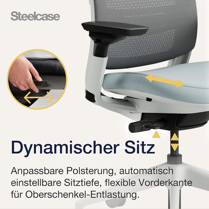 Ергономічне офісне крісло Steelcase Series 2 з LiveBack, 4D підлокітниками, підголівником, Storm Horizon