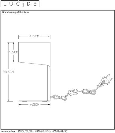 Лампа настільна LUCIDE KNULLE, чорна, діаметр 15 см, 1xE14