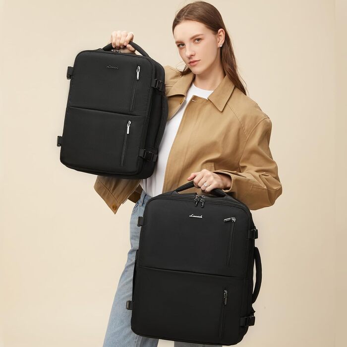 Рюкзак LOVEVOOK для ручної поклажі 40x30x20, 45x36x20, 24л, для ноутбука 14/15.6 дюймів, з USB, чорний, для подорожей та роботи