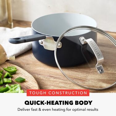 Набір сковорідок GreenPan x Bobby Flay: 20.3 см та 25.4 см, антипригарне покриття, без PFAS, діамантова кераміка, для індукційних плит, з силіконовим ручкою, легко миються, сумісний з посудомийною машиною, 2 шт.